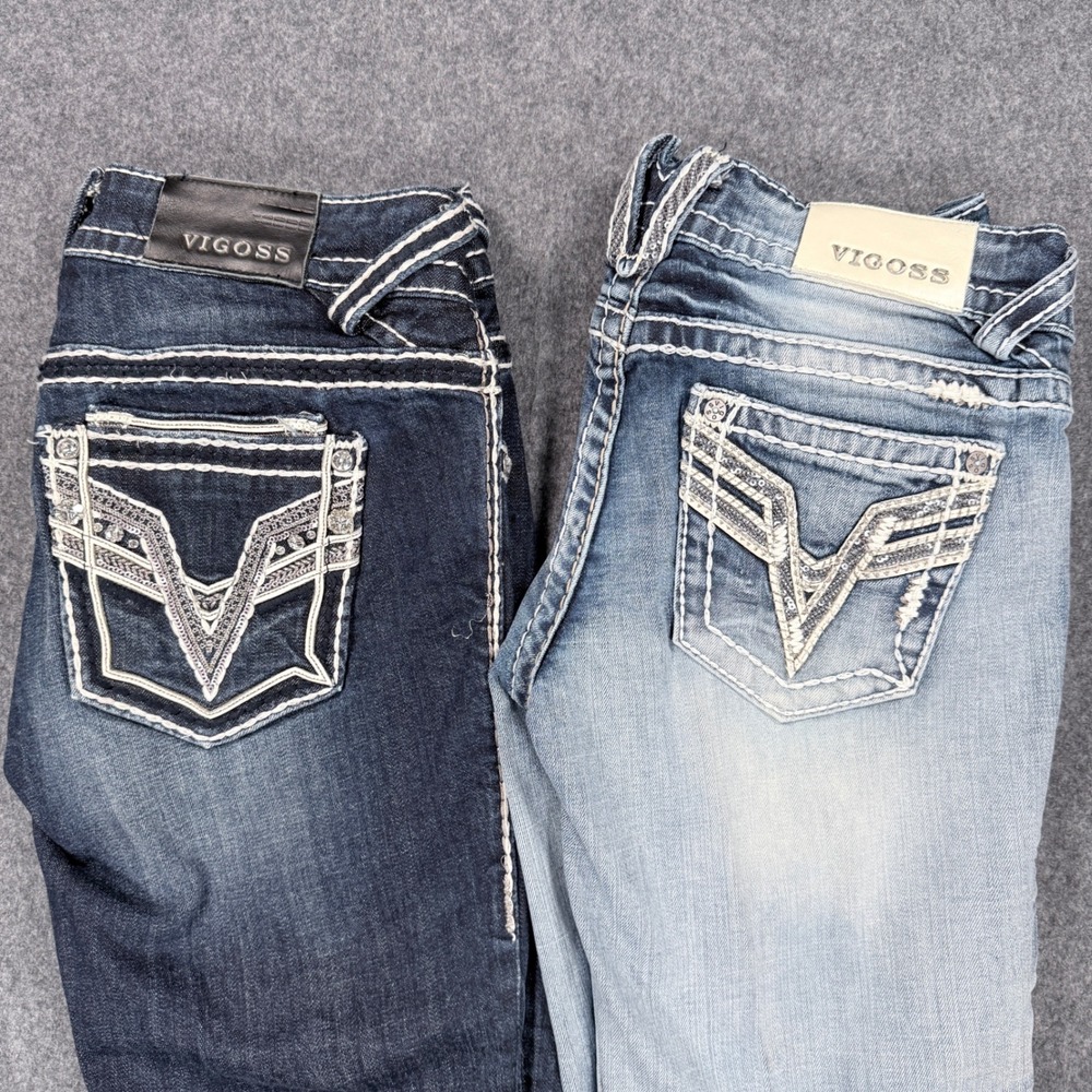 Vigoss The Chelsea & Dublin Capri Jeans Bundle Blue Contrast Stitch Size 3/4